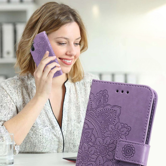 Cu clapetă pentru Samsung Galaxy A14 4G/5G, Mandala Flower, violet