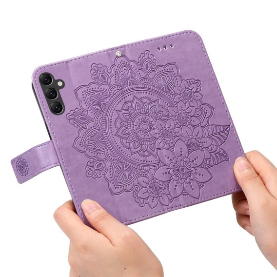 Cu clapetă pentru Samsung Galaxy A14 4G/5G, Mandala Flower, violet