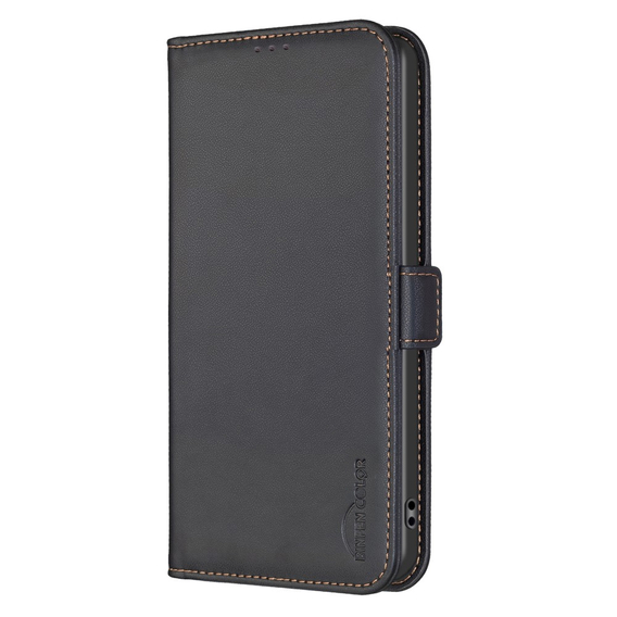 Cu clapetă pentru Samsung Galaxy A15, BINFEN Wallet, negru + sticlă 9H