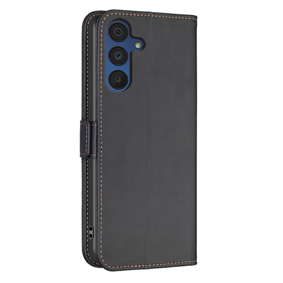 Cu clapetă pentru Samsung Galaxy A15, BINFEN Wallet, negru + sticlă 9H