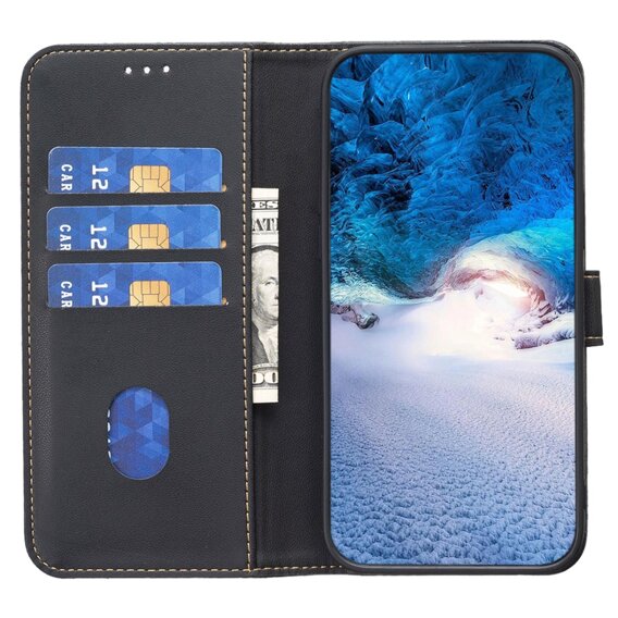 Cu clapetă pentru Samsung Galaxy A25 5G, BINFEN Wallet, negru + sticlă 9H