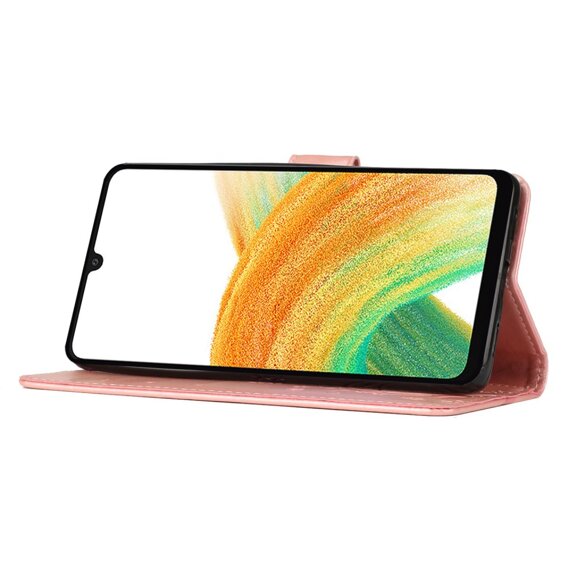 Cu clapetă pentru Samsung Galaxy A25 5G, Butterfly Flower, roz rose gold + sticlă 9H 