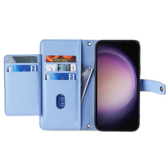 Cu clapetă pentru Samsung Galaxy A25 5G, Wallet Zipper Pocket, albastru