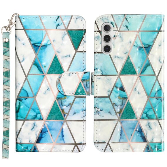 Cu clapetă pentru Samsung Galaxy A35 5G, Wallet, Marble verde