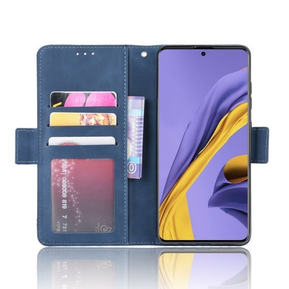 Cu clapetă pentru Samsung Galaxy A51, Card Slot, albastru