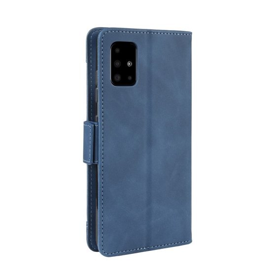 Cu clapetă pentru Samsung Galaxy A51, Card Slot, albastru