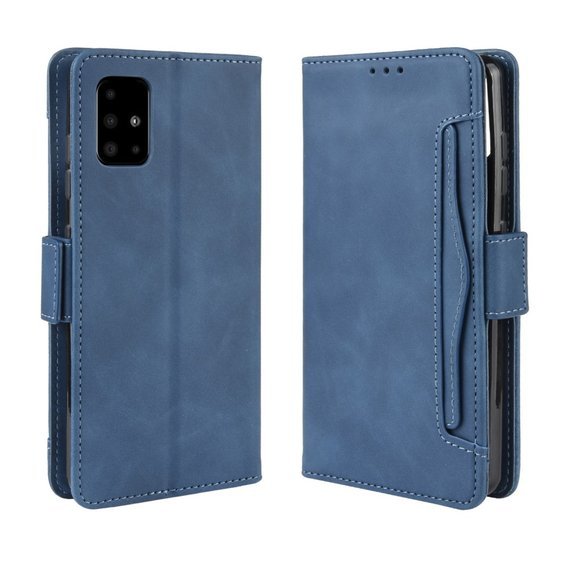 Cu clapetă pentru Samsung Galaxy A51, Card Slot, albastru