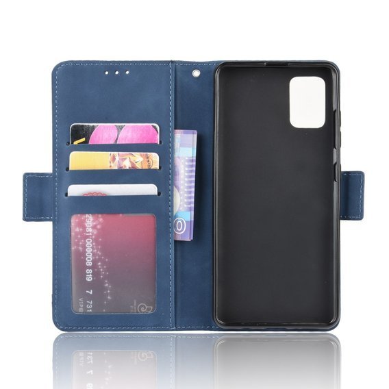 Cu clapetă pentru Samsung Galaxy A51, Card Slot, albastru