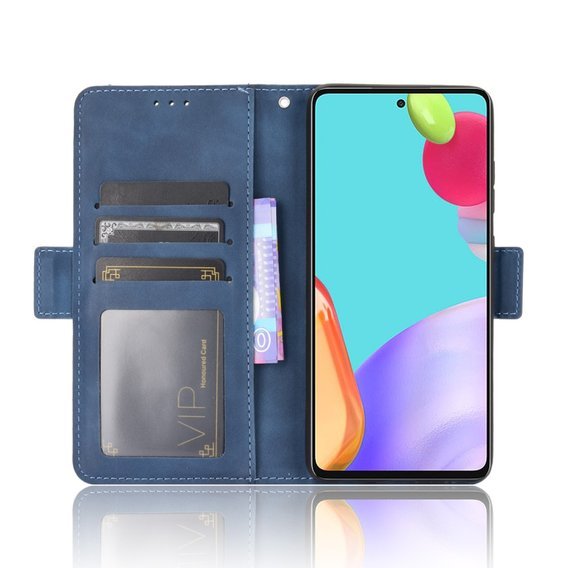 Cu clapetă pentru Samsung Galaxy A52 / A52s, Card Slot, albastru