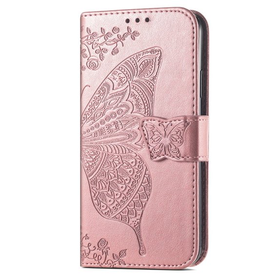 Cu clapetă pentru Samsung Galaxy M23 5G / M13, Butterfly, roz rose gold