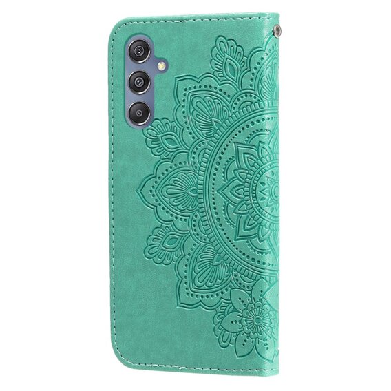 Cu clapetă pentru Samsung Galaxy M34 5G, Mandala Flower, verde