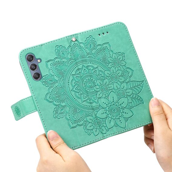 Cu clapetă pentru Samsung Galaxy M34 5G, Mandala Flower, verde