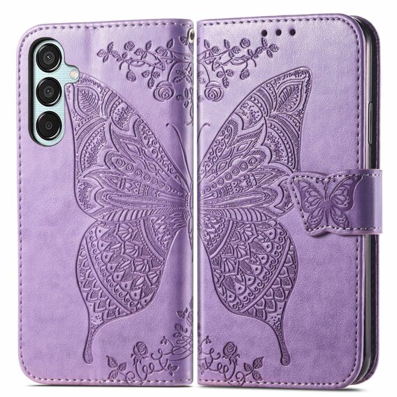 Cu clapetă pentru Samsung Galaxy M35, Butterfly, violet