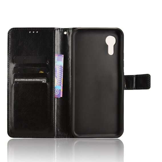 Cu clapetă pentru Samsung Galaxy Xcover 7, Crazy Horse Wallet, negru