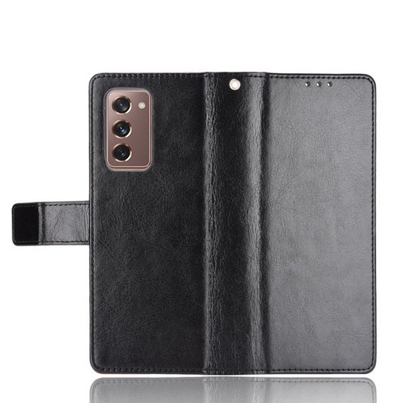 Cu clapetă pentru Samsung Galaxy Z Fold 2 5G, Crazy Horse Wallet, negru