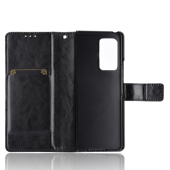 Cu clapetă pentru Samsung Galaxy Z Fold 2 5G, Crazy Horse Wallet, negru