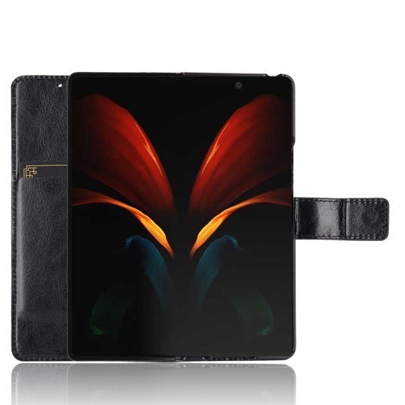 Cu clapetă pentru Samsung Galaxy Z Fold 2 5G, Crazy Horse Wallet, negru