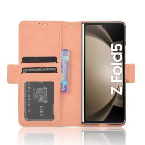 Cu clapetă pentru Samsung Galaxy Z Fold 5 5G, Card Slot, roz