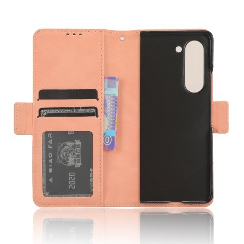 Cu clapetă pentru Samsung Galaxy Z Fold 5 5G, Card Slot, roz