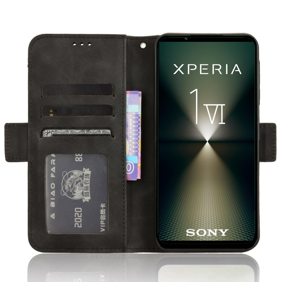 Cu clapetă pentru Sony Xperia 1 VI, Card Slot, negru