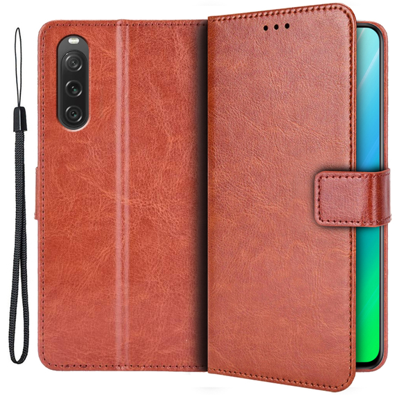 Cu clapetă pentru Sony Xperia 10 V, Crazy Horse Wallet, maro