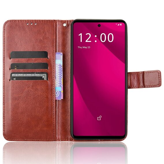 Cu clapetă pentru T Phone 2 Pro 5G, Crazy Horse Wallet, maro