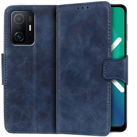 Cu clapetă pentru Xiaomi 11T / 11T Pro, Split Leather Wallet, albastru