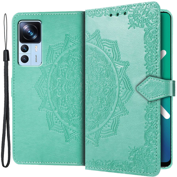 Cu clapetă pentru Xiaomi 12T / 12T Pro, Mandala, verde