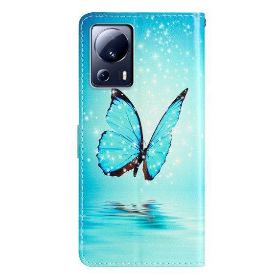 Cu clapetă pentru Xiaomi 13 Lite, Wallet, butterfly, albastru