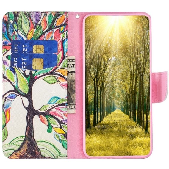 Cu clapetă pentru Xiaomi 13 Lite, Wallet, tree of life, alb