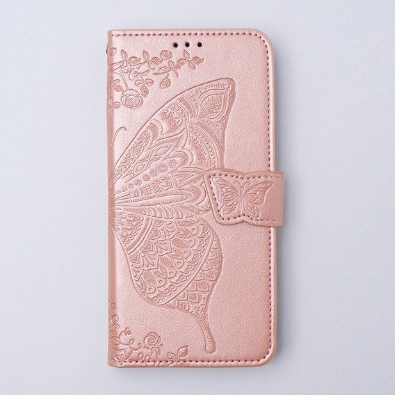 Cu clapetă pentru Xiaomi 13T / 13T Pro, Butterfly, roz rose gold