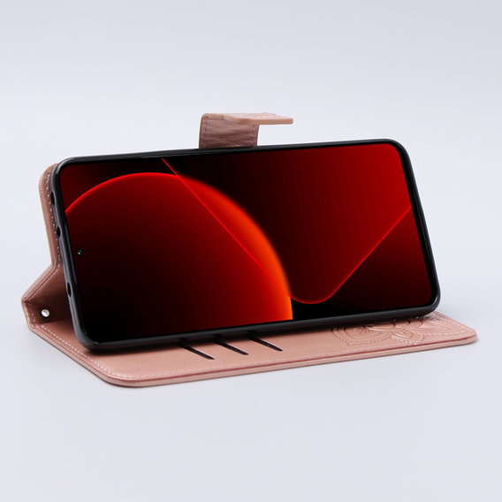 Cu clapetă pentru Xiaomi 13T / 13T Pro, Butterfly, roz rose gold