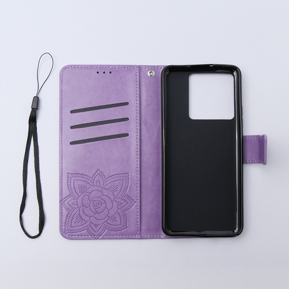 Cu clapetă pentru Xiaomi 13T / 13T Pro, Butterfly, violet