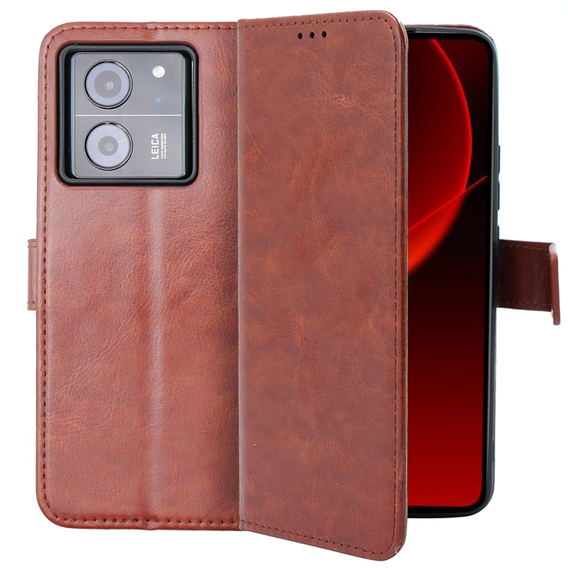 Cu clapetă pentru Xiaomi 13T / 13T Pro, Crazy Horse Wallet, maro