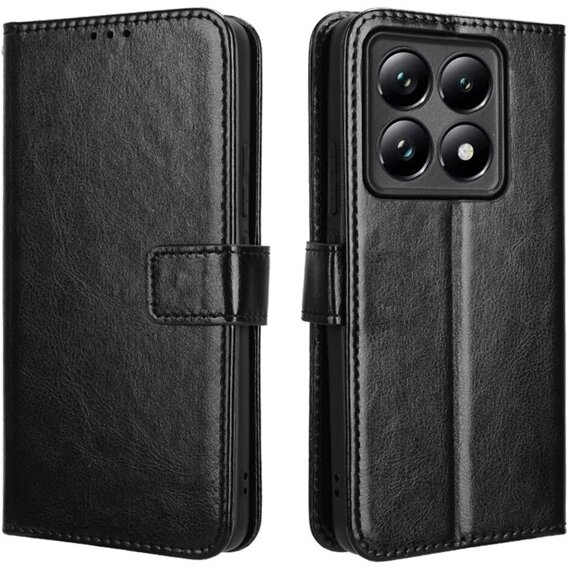 Cu clapetă pentru Xiaomi 14T Pro, Crazy Horse Wallet, negru