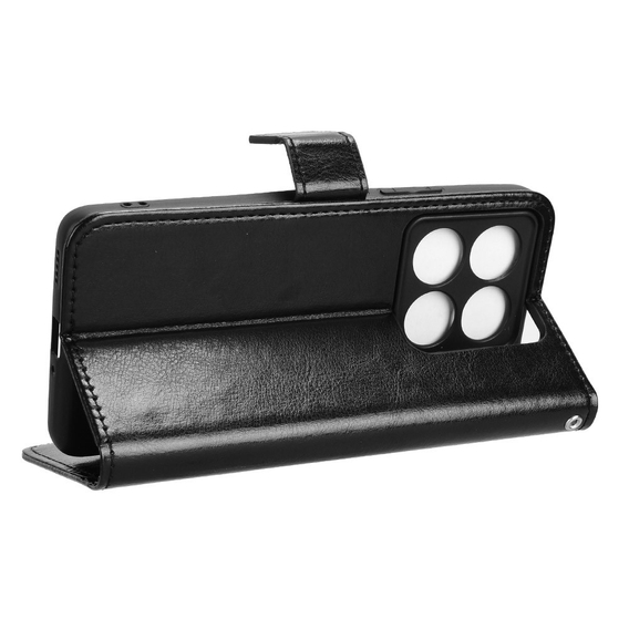 Cu clapetă pentru Xiaomi 14T Pro, Crazy Horse Wallet, negru