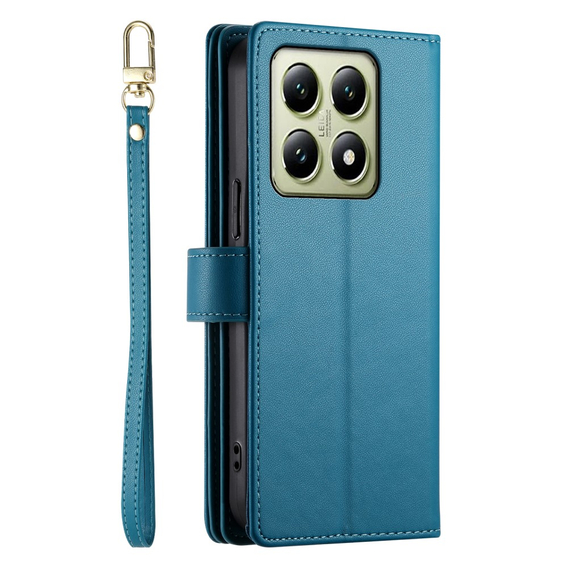 Cu clapetă pentru Xiaomi 14T, Wallet Zipper Pocket, albastru