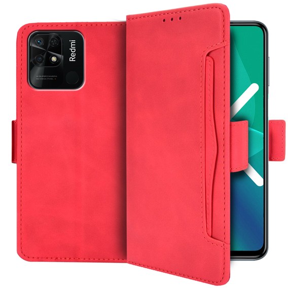 Cu clapetă pentru Xiaomi Redmi 10C, Card Slot, roșu