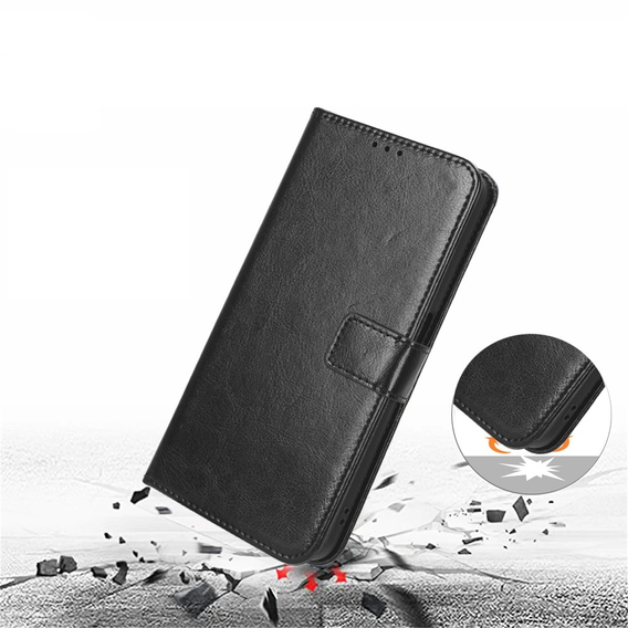 Cu clapetă pentru Xiaomi Redmi 12C, Crazy Horse Wallet, negru