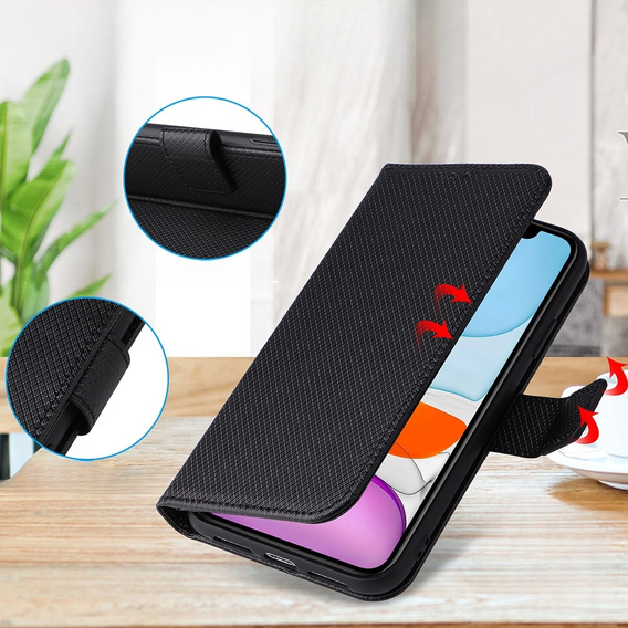 Cu clapetă pentru Xiaomi Redmi 12C, Wallet, Smart Magnet, negru