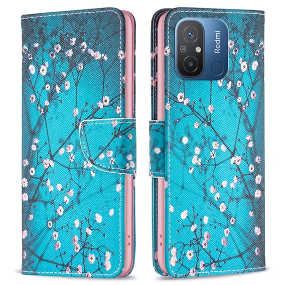 Cu clapetă pentru Xiaomi Redmi 12C, Wallet, sakura, albastru