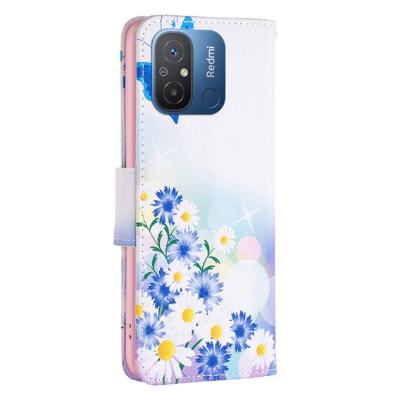 Cu clapetă pentru Xiaomi Redmi 12C, butterfly and flowers, alb