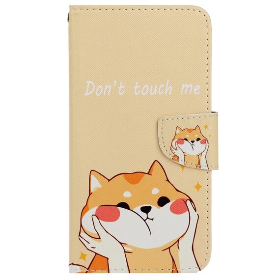 Cu clapetă pentru Xiaomi Redmi 13C / Poco C65, Wallet, Akita Dog, culoare crem