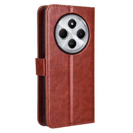 Cu clapetă pentru Xiaomi Redmi 14C, Crazy Horse Wallet, maro