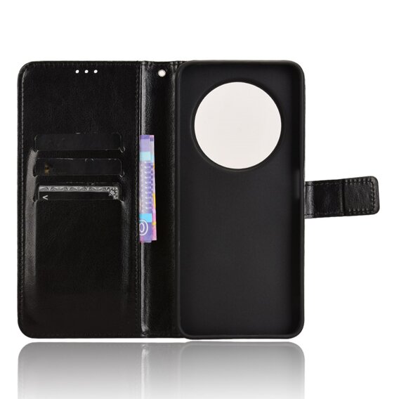 Cu clapetă pentru Xiaomi Redmi 14C, Crazy Horse Wallet, negru