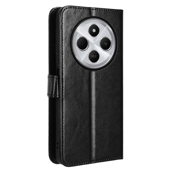 Cu clapetă pentru Xiaomi Redmi 14C, Crazy Horse Wallet, negru