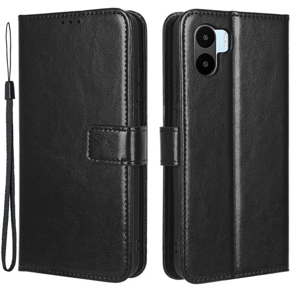 Cu clapetă pentru Xiaomi Redmi A1 4G / A2 4G, Crazy Horse Wallet, negru