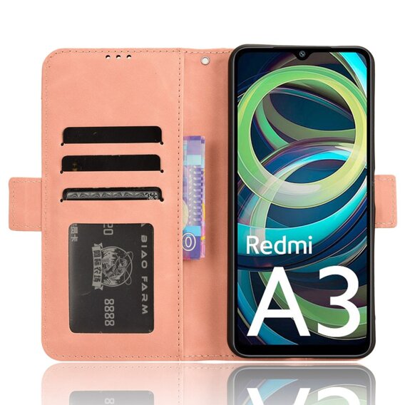 Cu clapetă pentru Xiaomi Redmi A3, Card Slot, roz