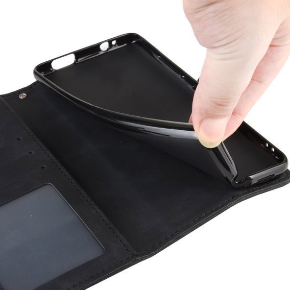 Cu clapetă pentru Xiaomi Redmi Note 10 Pro, Card Slot, negru