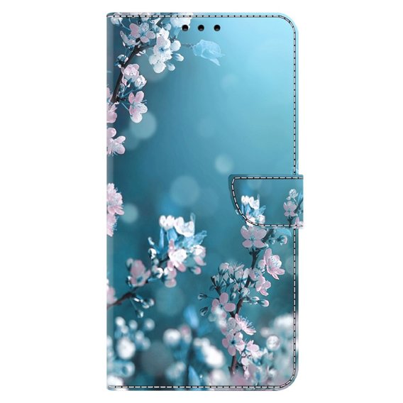 Cu clapetă pentru Xiaomi Redmi Note 12 4G, Wallet, cherry blossom, albastru